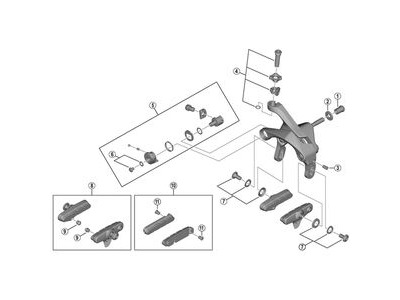 Shimano R55C4 brake shoe inserts and fixing bolts, for carbon rim, pair click to zoom image