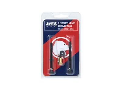 Joe's No Flats Tubeless Anodized Black Presta Valves (Pair) 60mm: 60mm