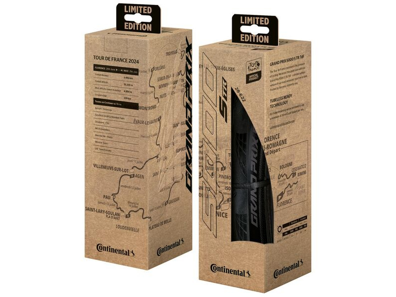 Continental Grand Prix 5000s Tubeless Ready Tyre Tour De France Version - Foldable Blackchili Compound 2024: Black/Black 700x28c click to zoom image
