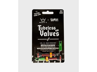 Peaty's x 50to01 Tubeless MK2 Rasta Valves 42mm click to zoom image