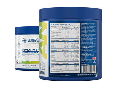 Applied Nutrition Hydration+ Complete Electrolyte & Vitamin Powder - Lemon and Lime - 240g click to zoom image
